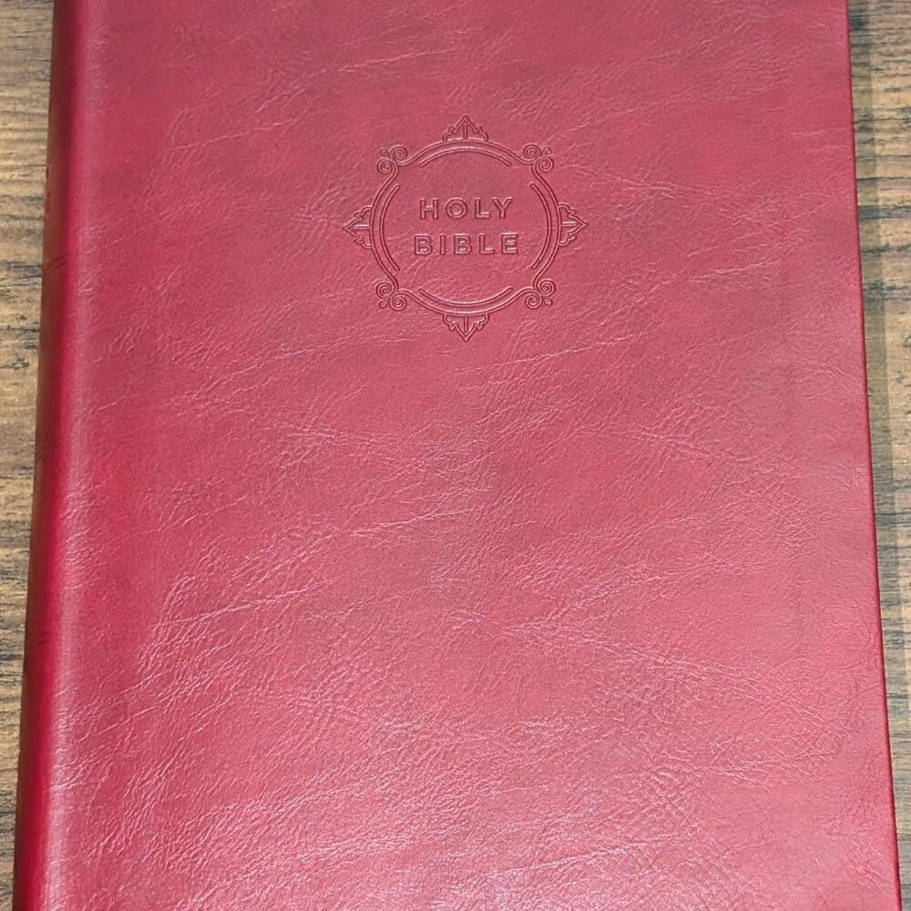 NKJV Holy Bible Personal Size Giant Print Reference Burgundy Bonded Leather 9"